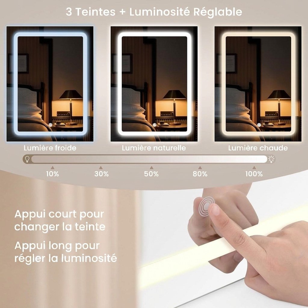 3 teintes de lumière réglables